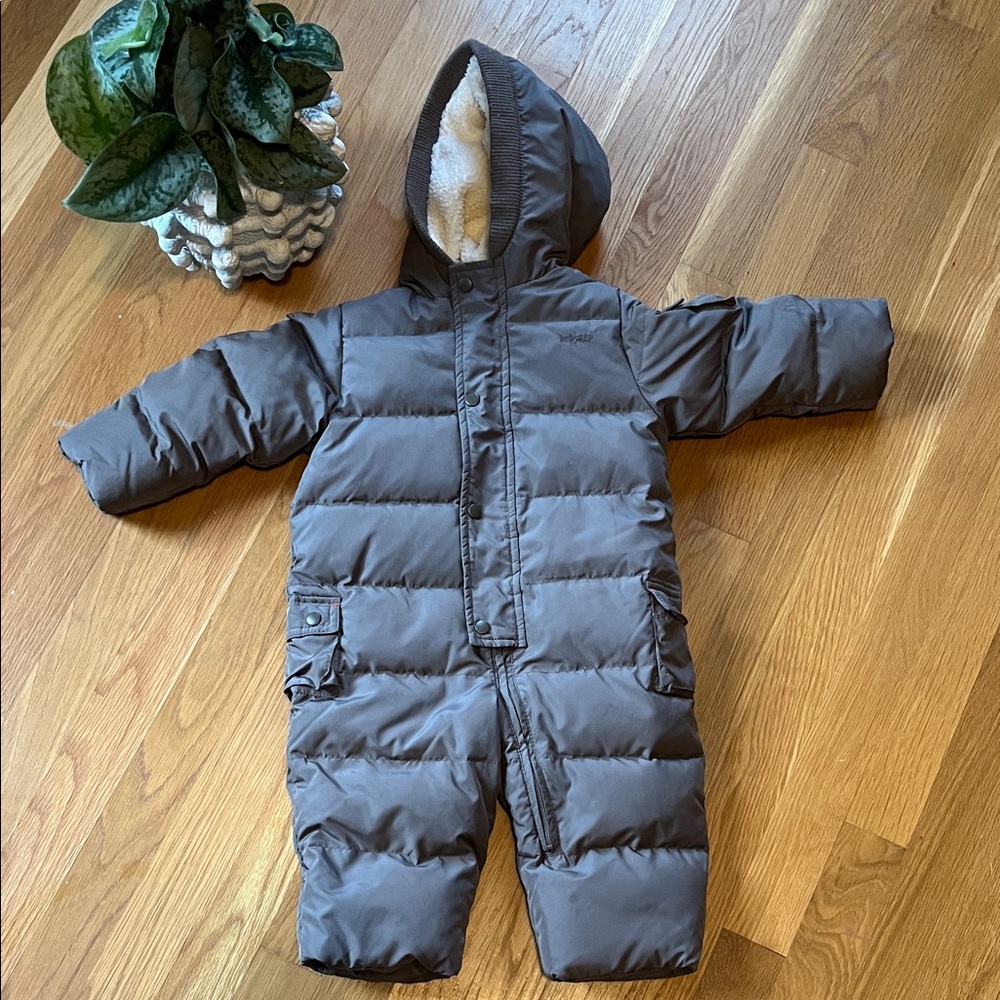 Gap Cozy Kids Puffer Snowsuit - Gray, 6-12 months